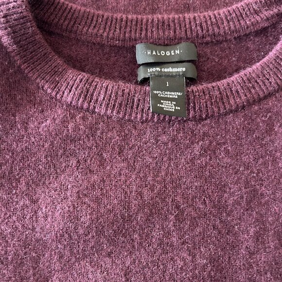 Halogen Purple/ Burgundy Cashmere Sweater Sz 1 - Picture 4 of 8